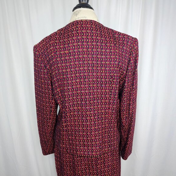 Vintage Evan Picone Blazer Medium Red Tweed Boxy - Picture 5 of 10
